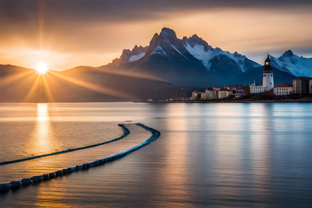 CoteNovoSeg apresenta roteira na Argentina em Bariloche com foto de vecteezy_a-sol-conjuntos-sobre-uma-lago-e-montanhas-gerado-por-ia_31249227